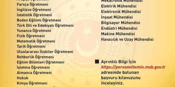 TSK 2021 YILI DIŞ KAYNAKTAN MUVAZZAF SUBAY ADAYI TEMİNİ