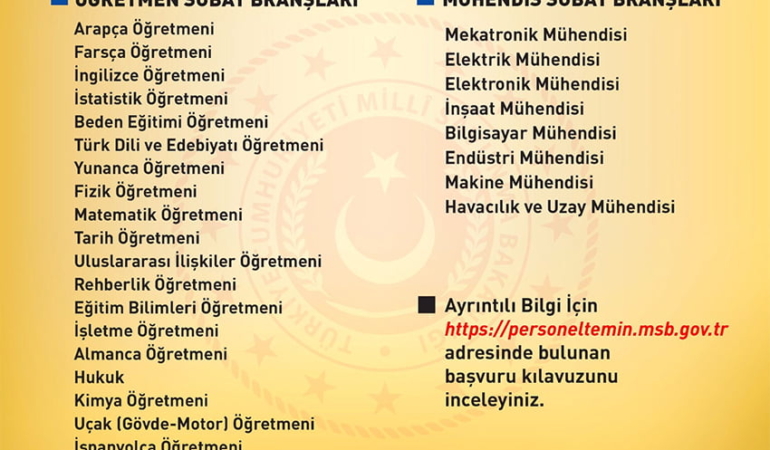 TSK 2021 YILI DIŞ KAYNAKTAN MUVAZZAF SUBAY ADAYI TEMİNİ